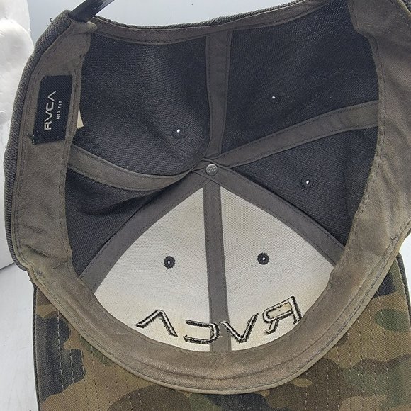 RVCA Mid Fit Gray Hat Adjustable Camo Brim Casual Outdoors Work Wear - Picture 7 of 9